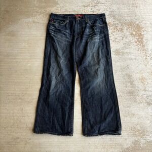 Big Star Pioneer Jeans Men 36r 36x30 Blue Dark Wash Bootcut Denim USA Y2K VTG